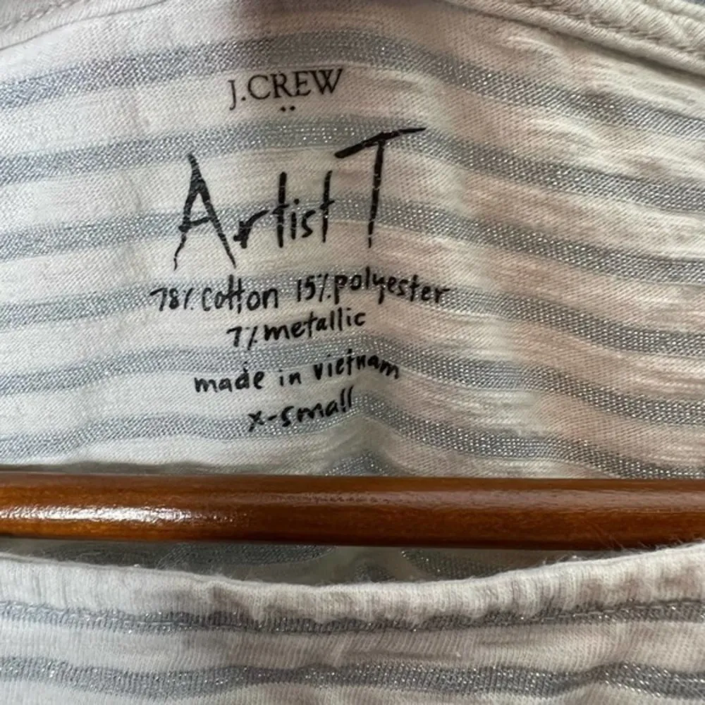 J. Crew Women's Artist T Metallic Stripe Boat Neck Long Sleeve Size XS - Image 9