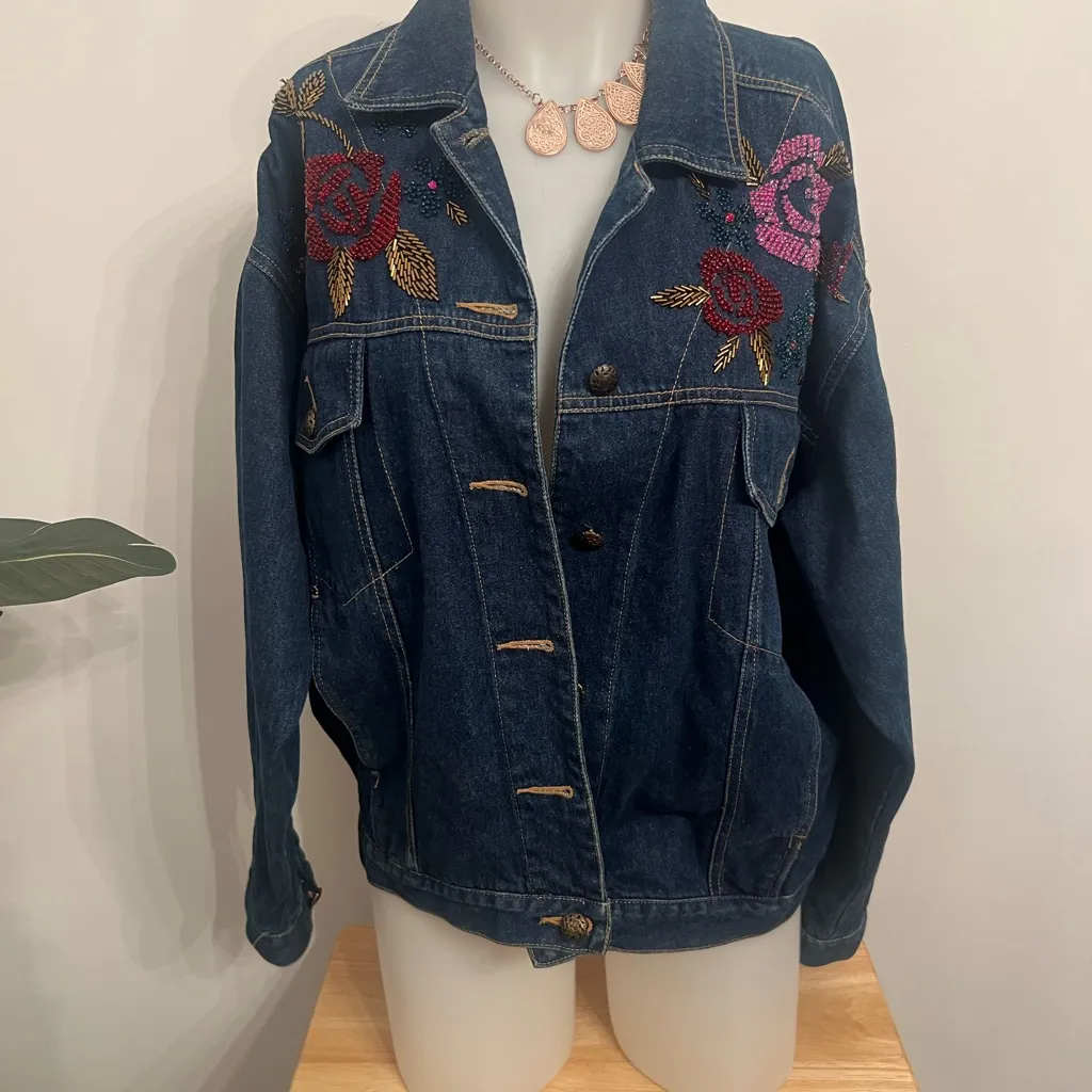 Carol Little beaded jean jacket Size 4 - Image 5
