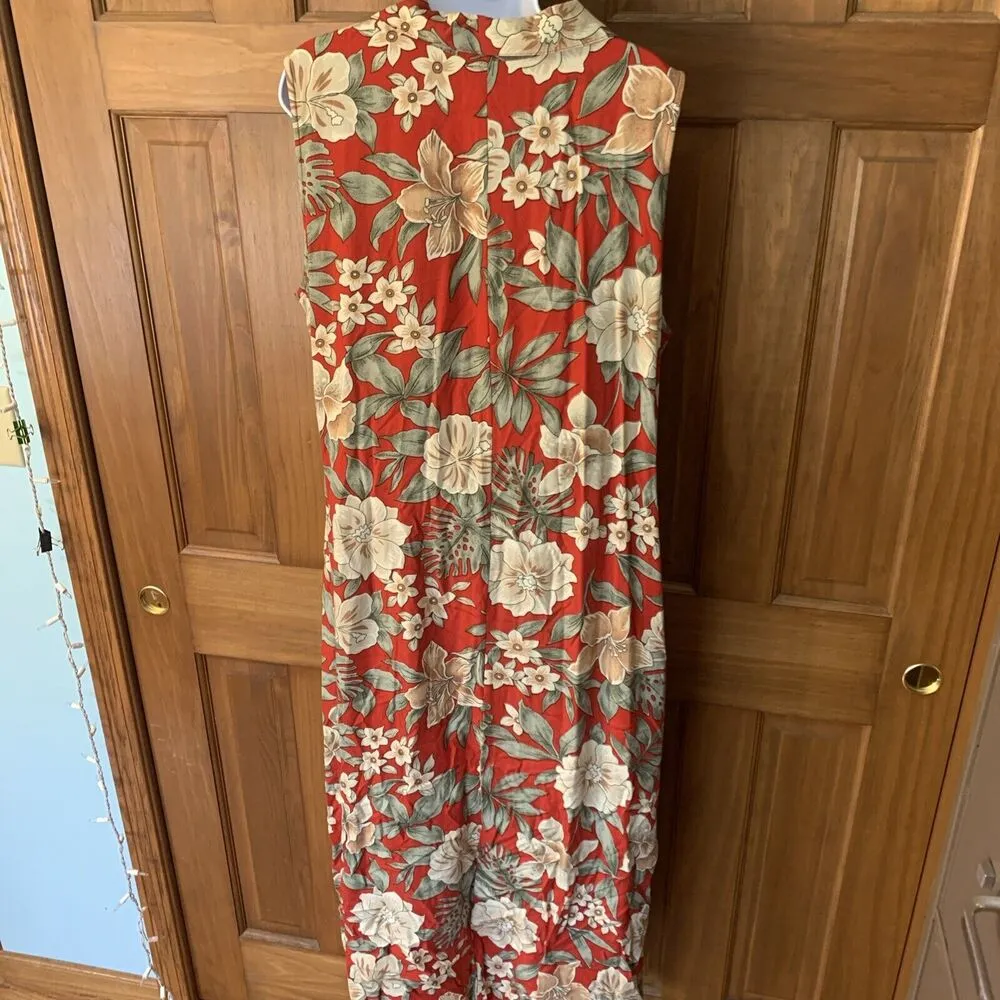 Vintage Deadstock Essentials by Lee Floral Sleeveless Button Down Maxi Dress 18W - Image 4