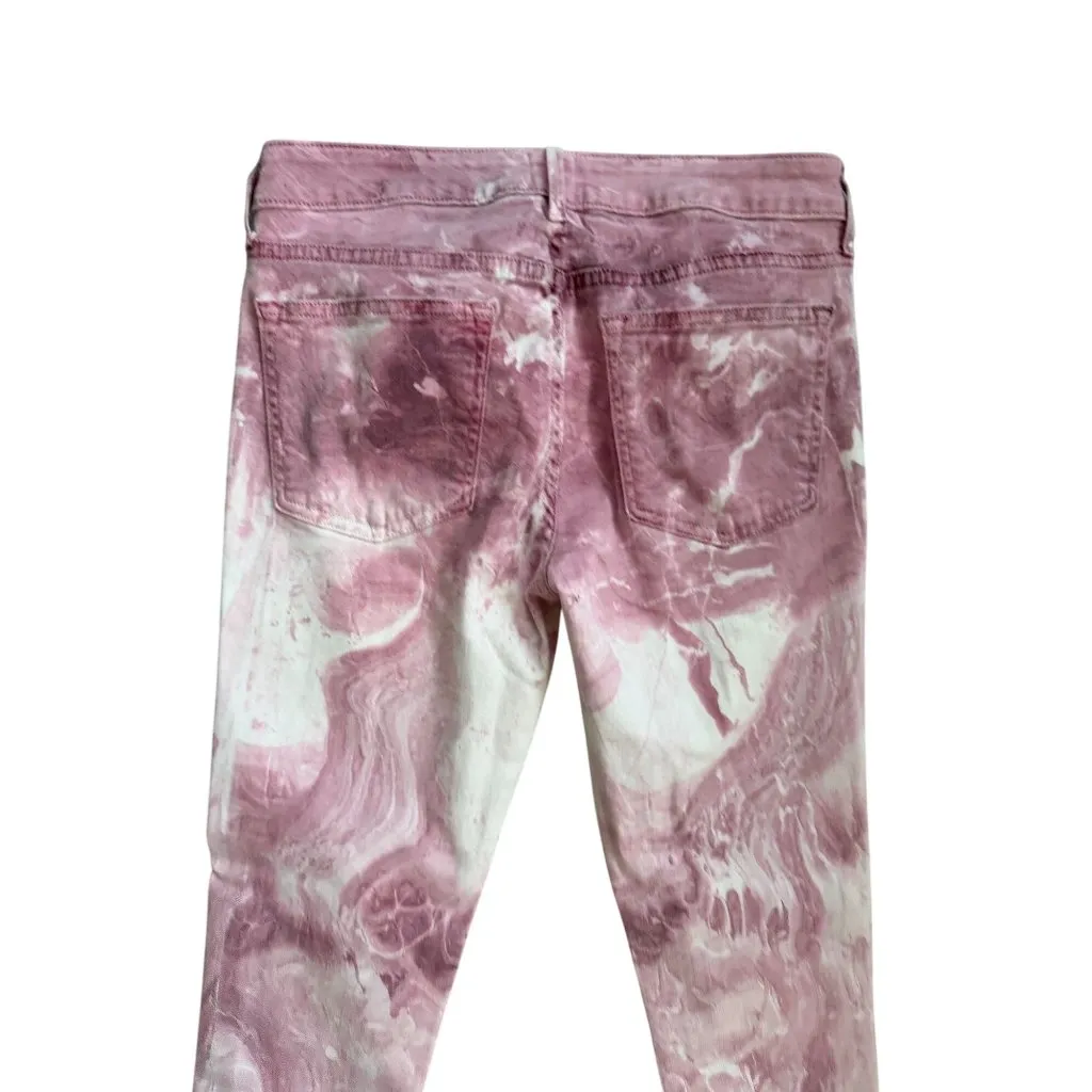 FLYING MONKEY Red White Swirl Dyed Denim Skinny Jeans Size 29 - Image 3