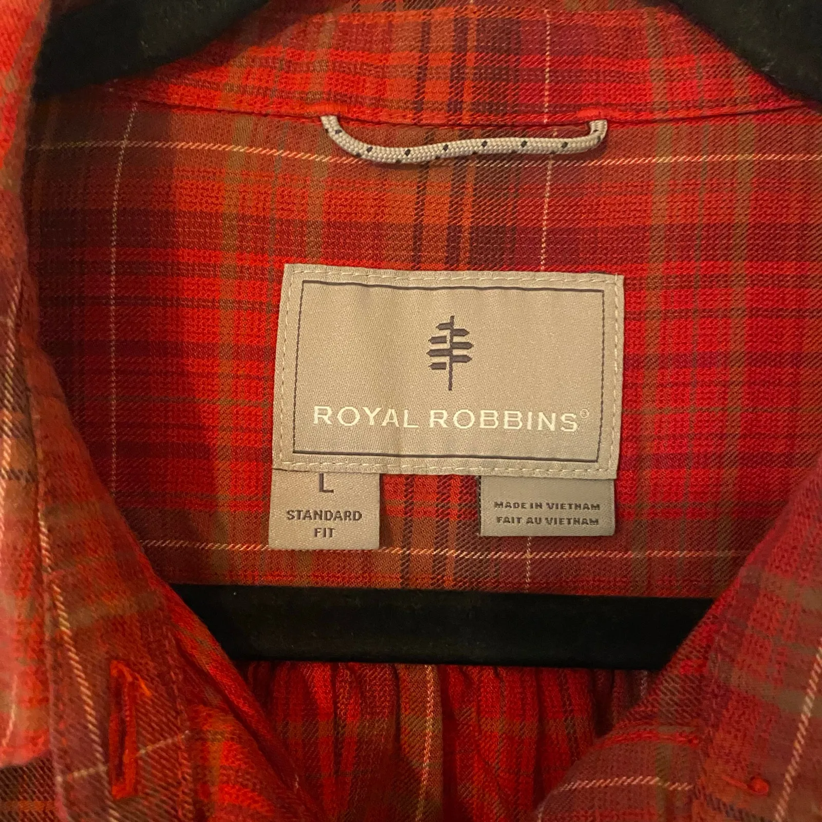 Royal Robbins Red Plaid Button Down Shirt Gorpcore Outdoor Women's size Large - Image 2