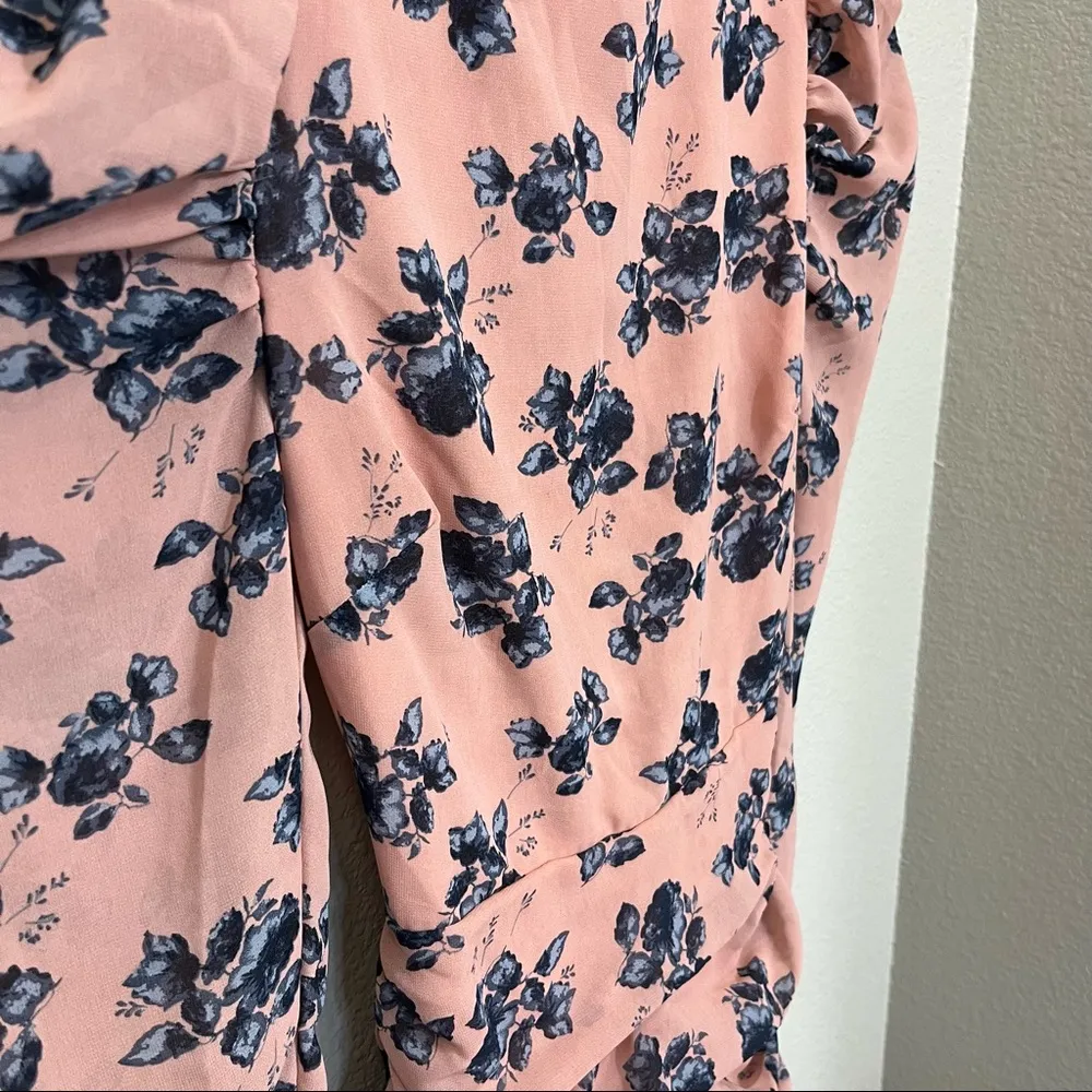 Ruched Sleeve Floral Mini Dress - Image 5