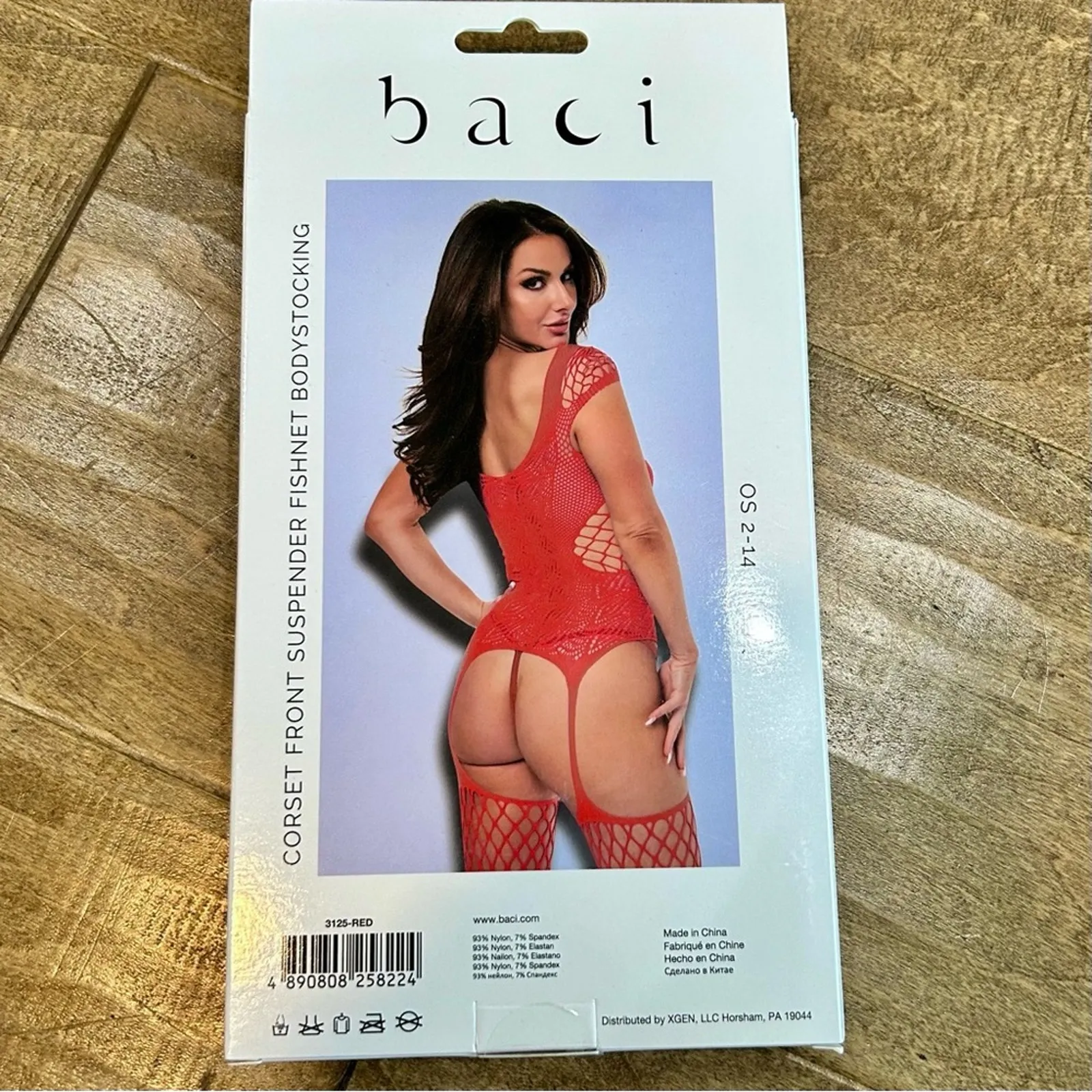 Baci Women’s Corset Front Suspender Fishnet Bodystocking Lingerie Red New Size undefined - Image 6