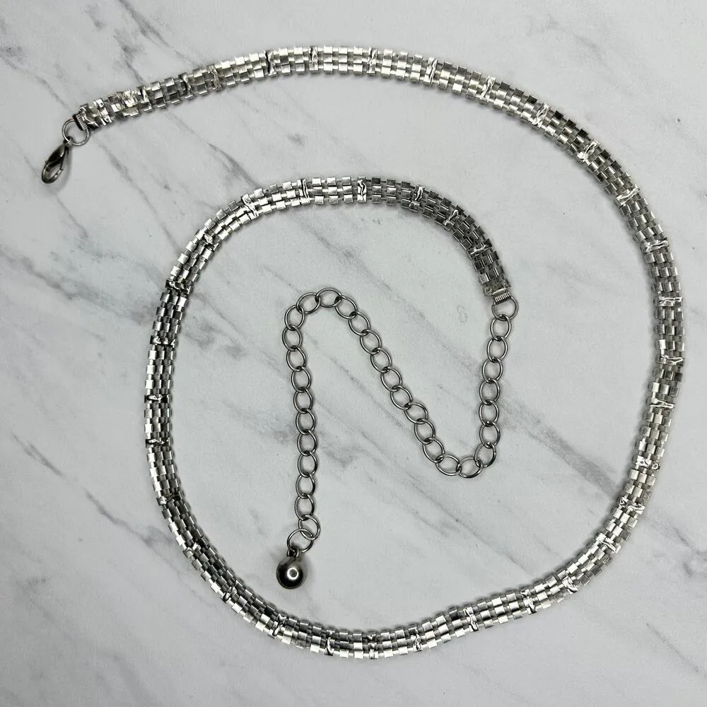 Rhinestone Studded Chain Belt Silver Y2K Festival Glam Medium/Large M/L ✨ - Image 2