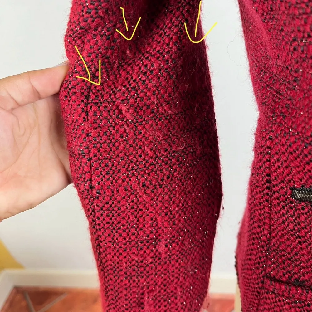 Rebecca Minkoff Red Tweed Zip Jacket - Image 5