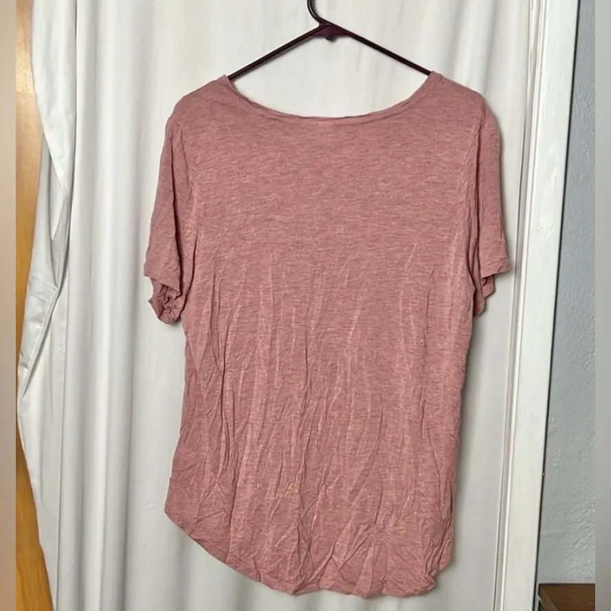 Old Navy Luxe Crew Neck T-Shirt Pink Sparkle Size XL - Image 2