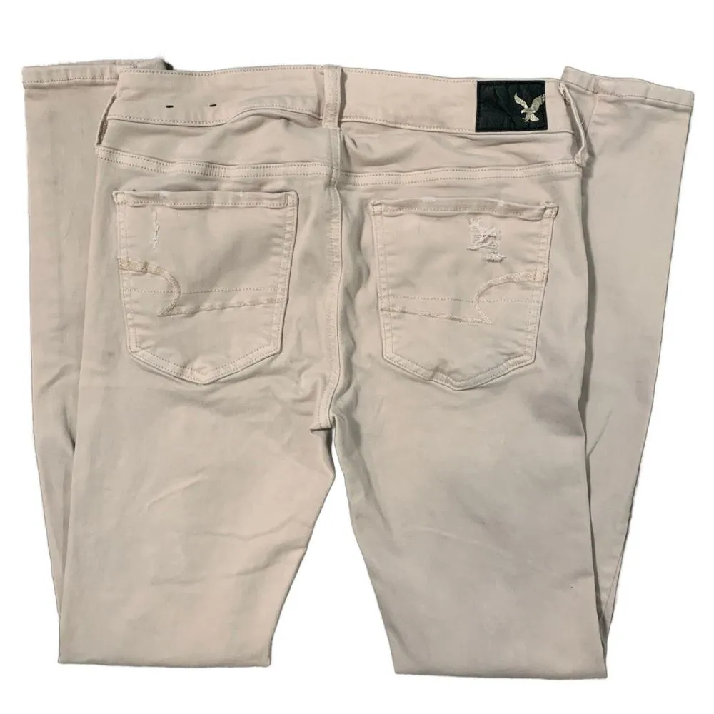 | Cream Colored Distressed Hole Jeggings Size 6 - Image 10