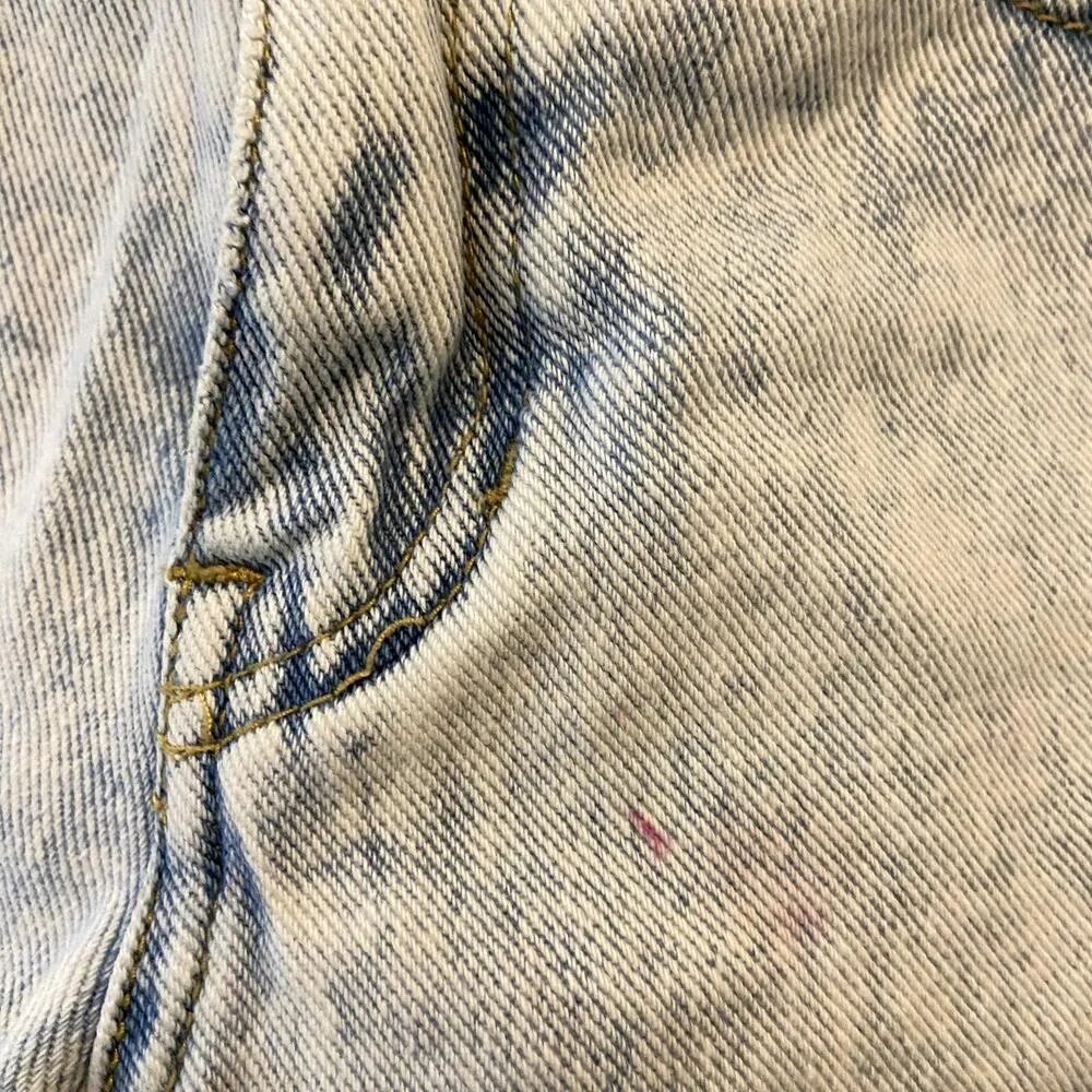 Pacsun Mom Short 100% Cotton High Waisted Thick Hem Acid Wash Denim Blue 23" - Image 6