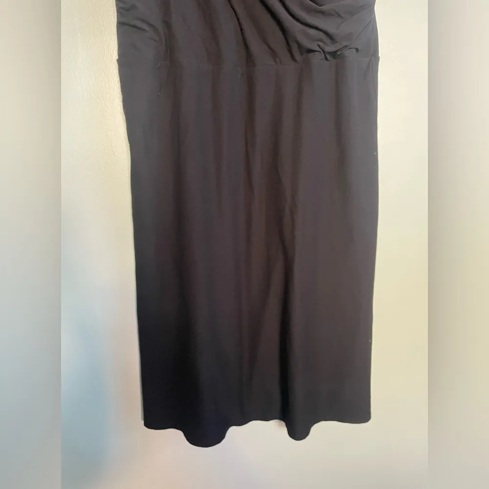 Eileen Fisher Faux Wrap Front Black Knee Length Flowy Dress Sz XL - Image 4
