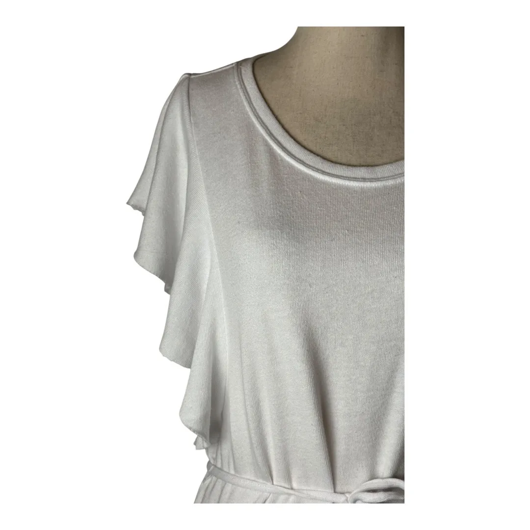 Z Supply Dress Women Medium White Capri‎ Ruffle Sleeve French Terry Mini NWT - Image 6