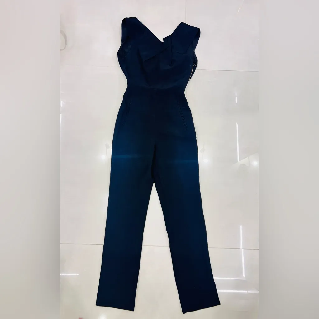 Roland Mouret Black Silk Crepe Jumpsuit Size 4 - Image 10