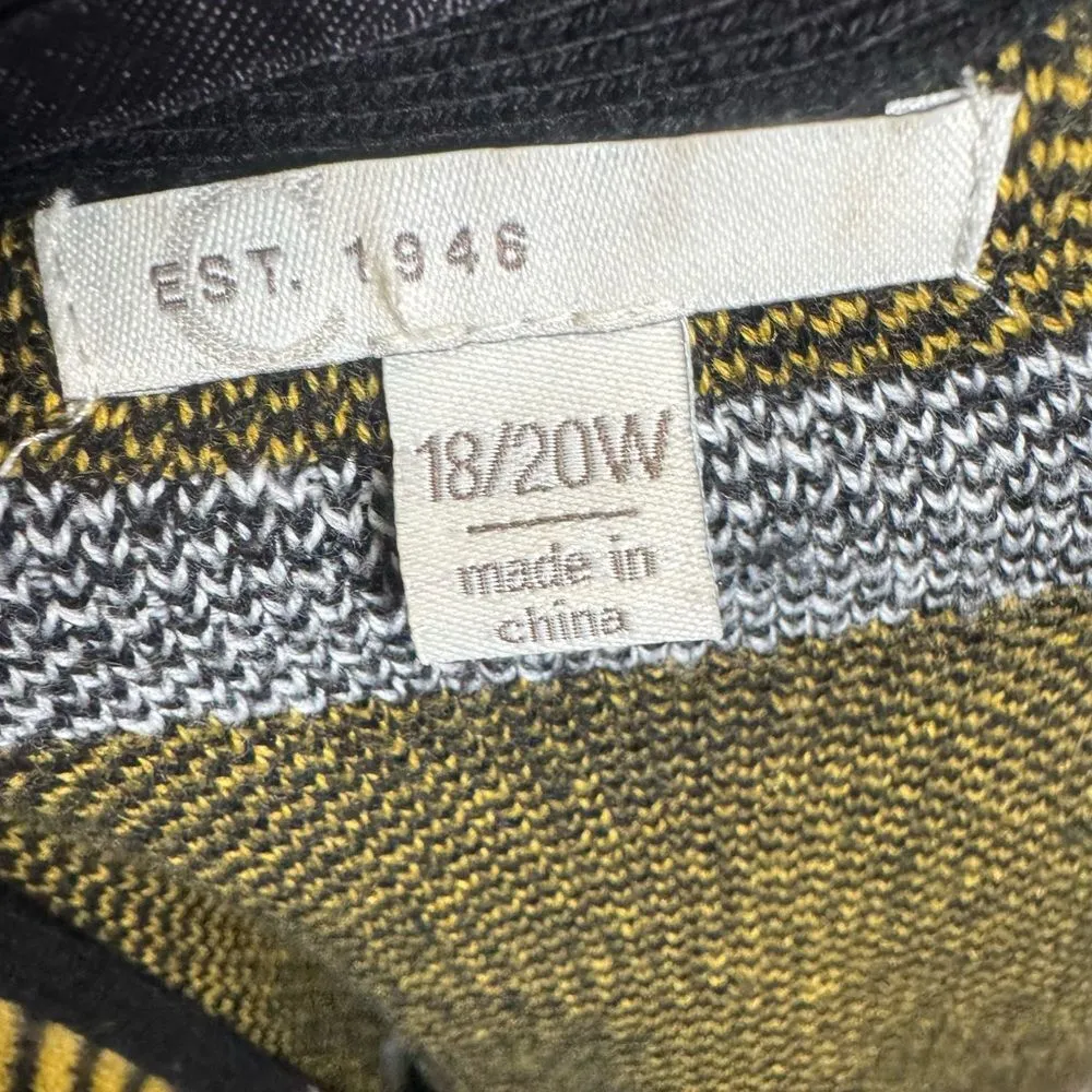 black yellow & white plaid long wool blend knit cardigan sweater 18/20W - Image 6