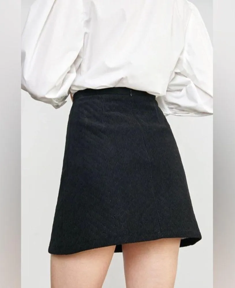 J.ING Black Corduroy A Line Mini Skirt Size M NWT Size M - Image 7