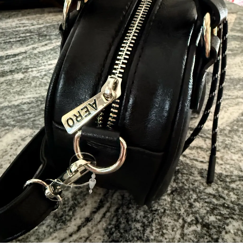 Aeropostale Black Studded Bowler Satchel Crossbody SMCH053 Star Heart NWT - Image 3