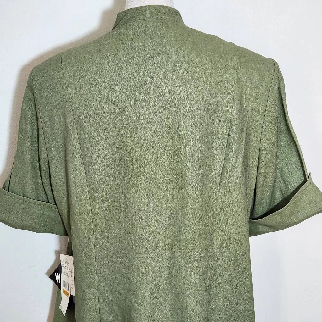Lady Dorby Green Linen Short Sleeve Blazer NWT Size 16W Olive Green Blazer - Image 5