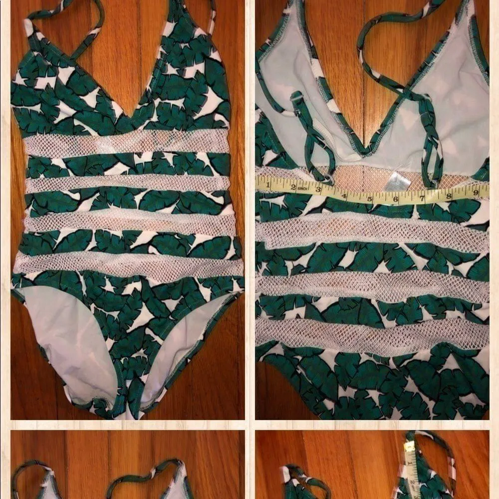 Asos Palm Tree Mesh One Piece Swim Suit - Image 9