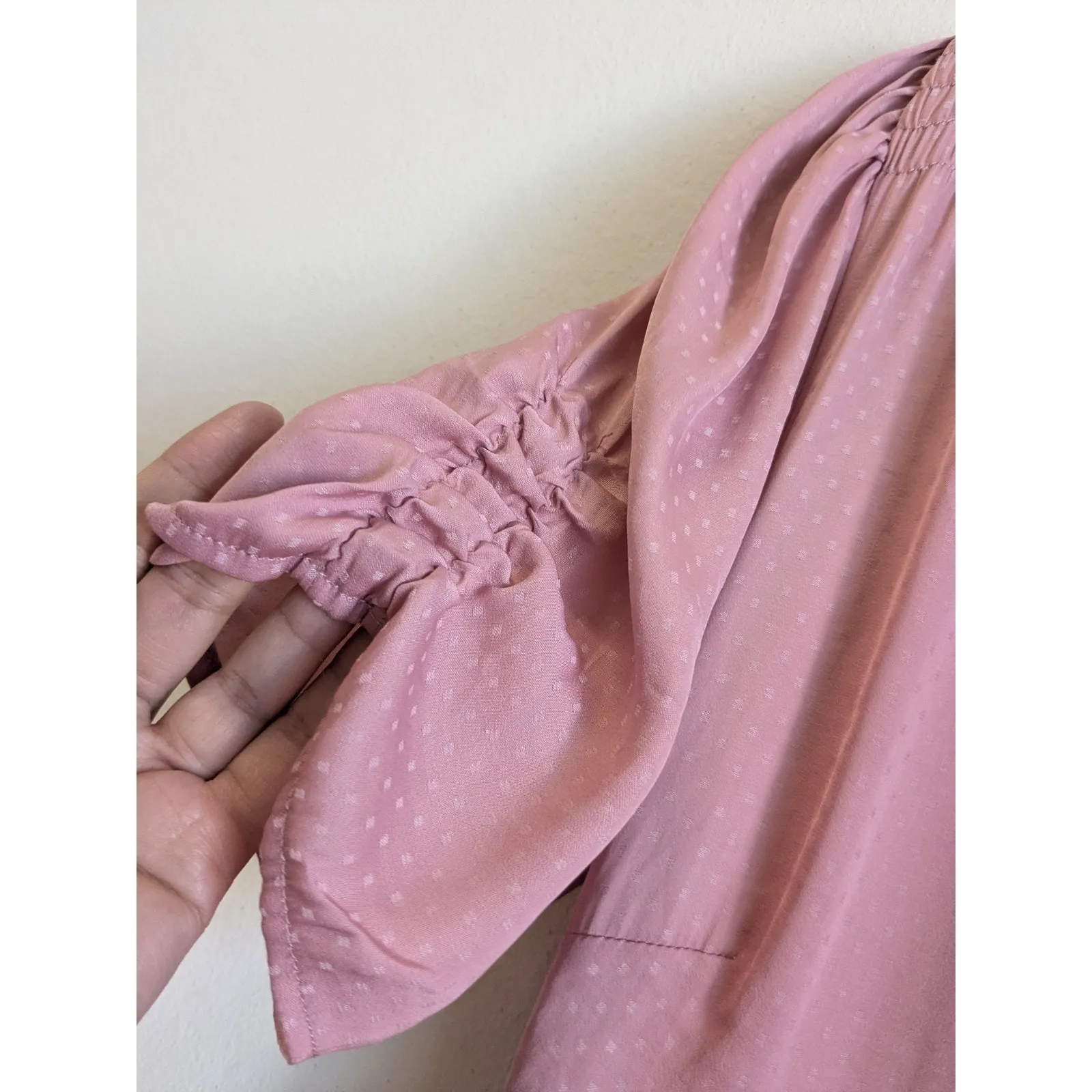 TOPSHOP Women's Mini Dress Short Sleeve V-Neck Tie Back Pink Size 8 - Image 7