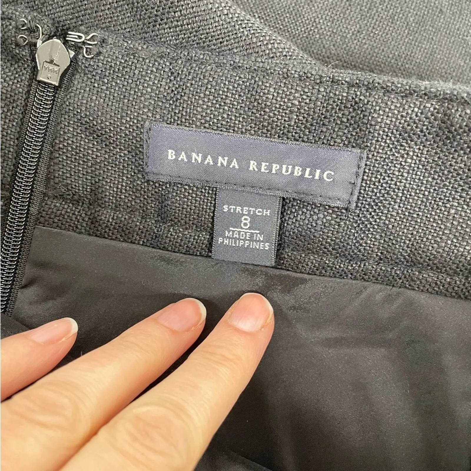 Banana Republic Black Linen Pencil Skirt Womens 8 Dark Academia Preppy Straight - Image 5