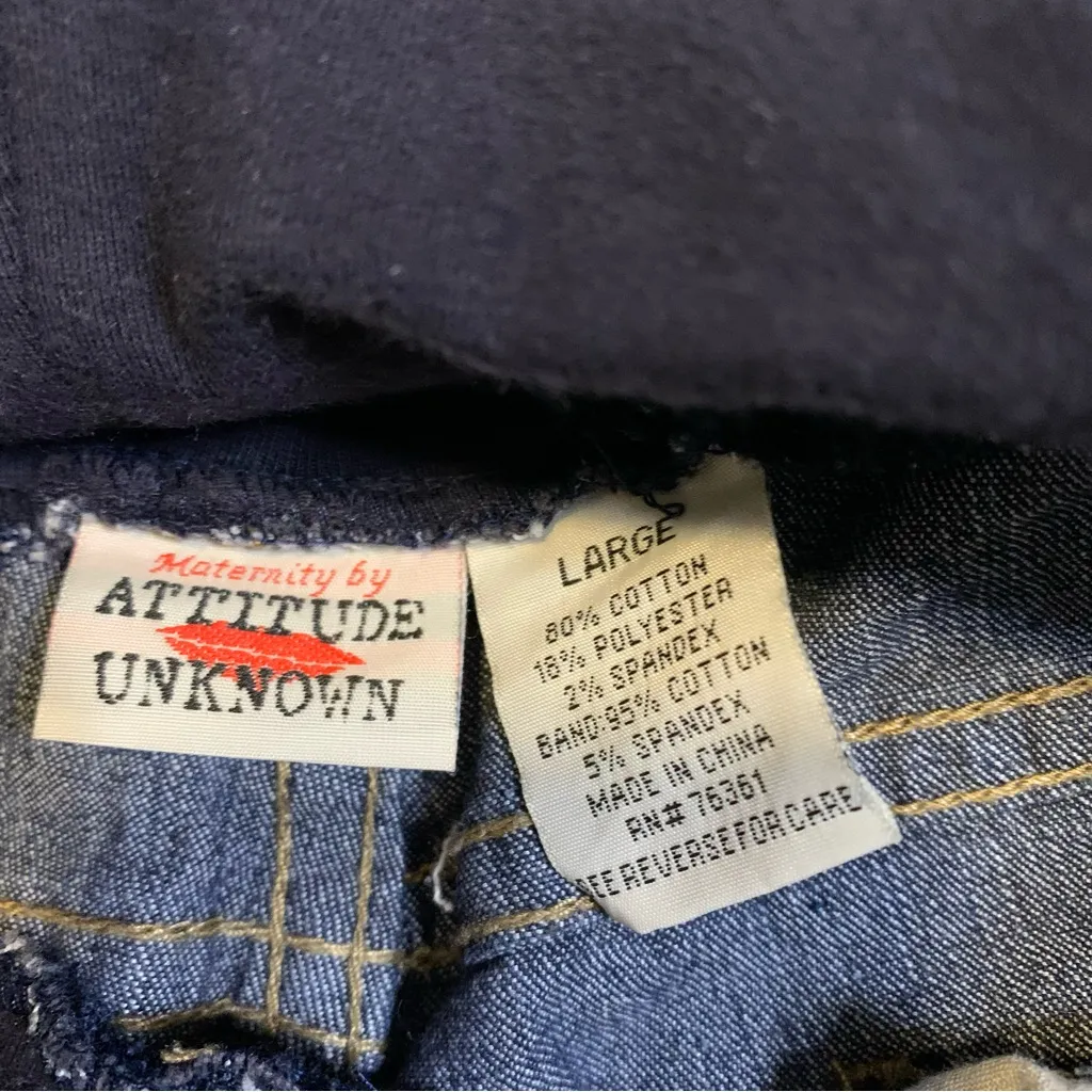 Womans Maternity Attitude Unknown Jean Shorts Blue Size L - Image 4