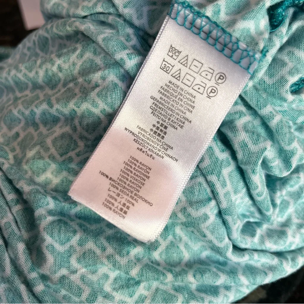 Michael Kors Strapless Maxi Dress Geometric Print Large Tube Maximalist Euc Knit Green - Image 12