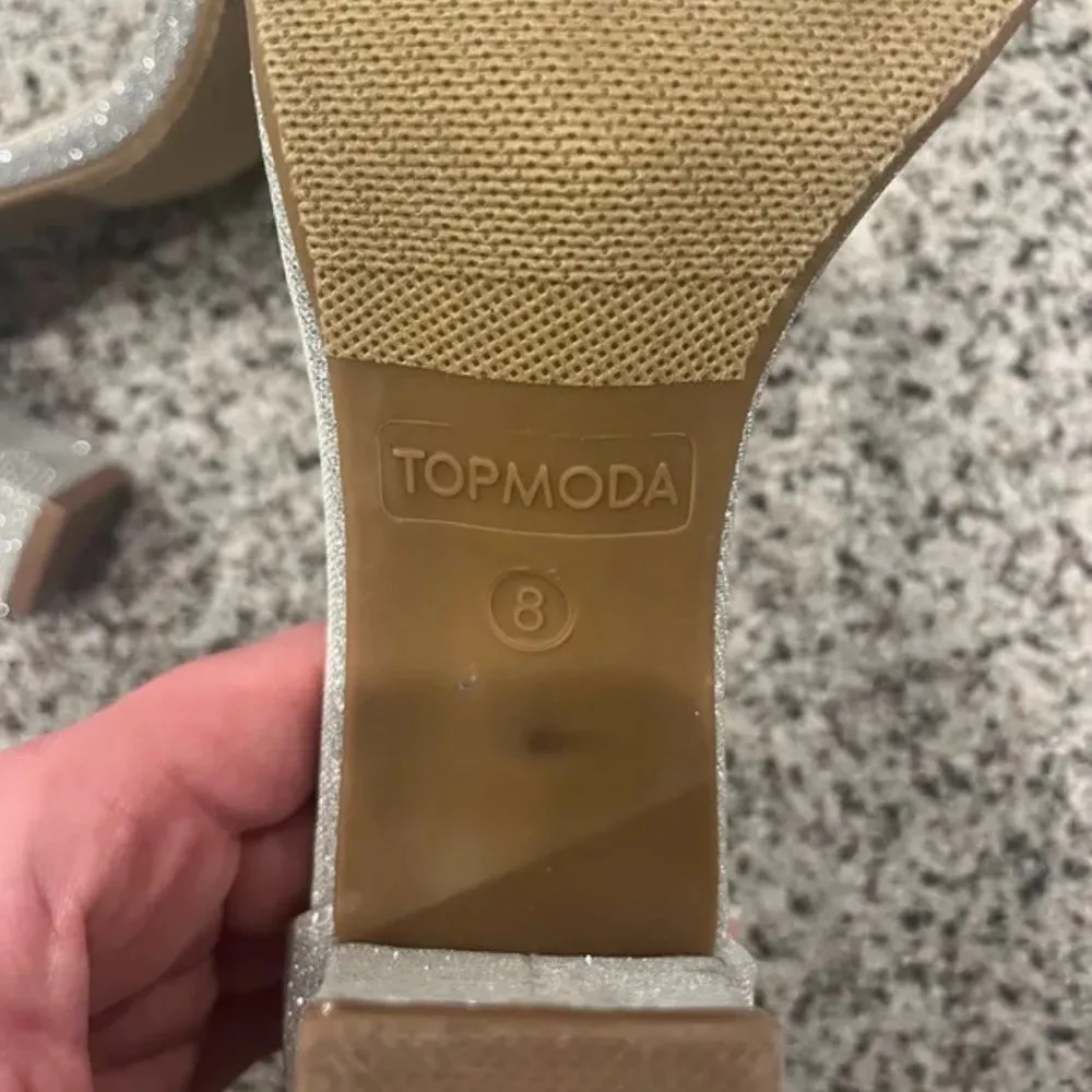 TOP Moda Silver Delia-80 Ankle Strap Rhinestone High Heel Sandal - Image 7