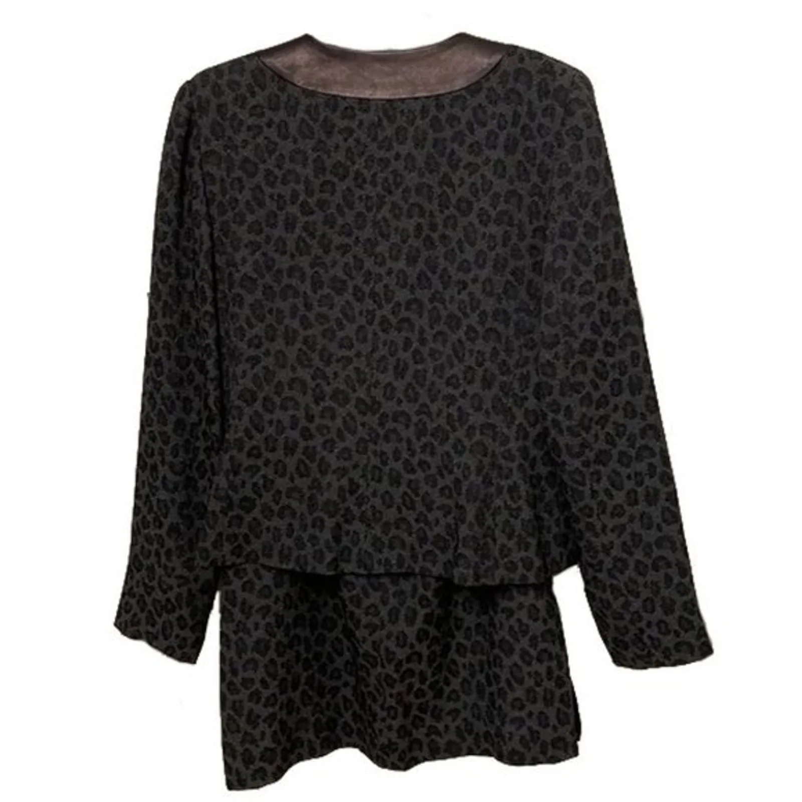 Bicci Florine Wachter Vintage Gray Animal Print Skirt Jacket Suit Womens Size 10 - Image 3