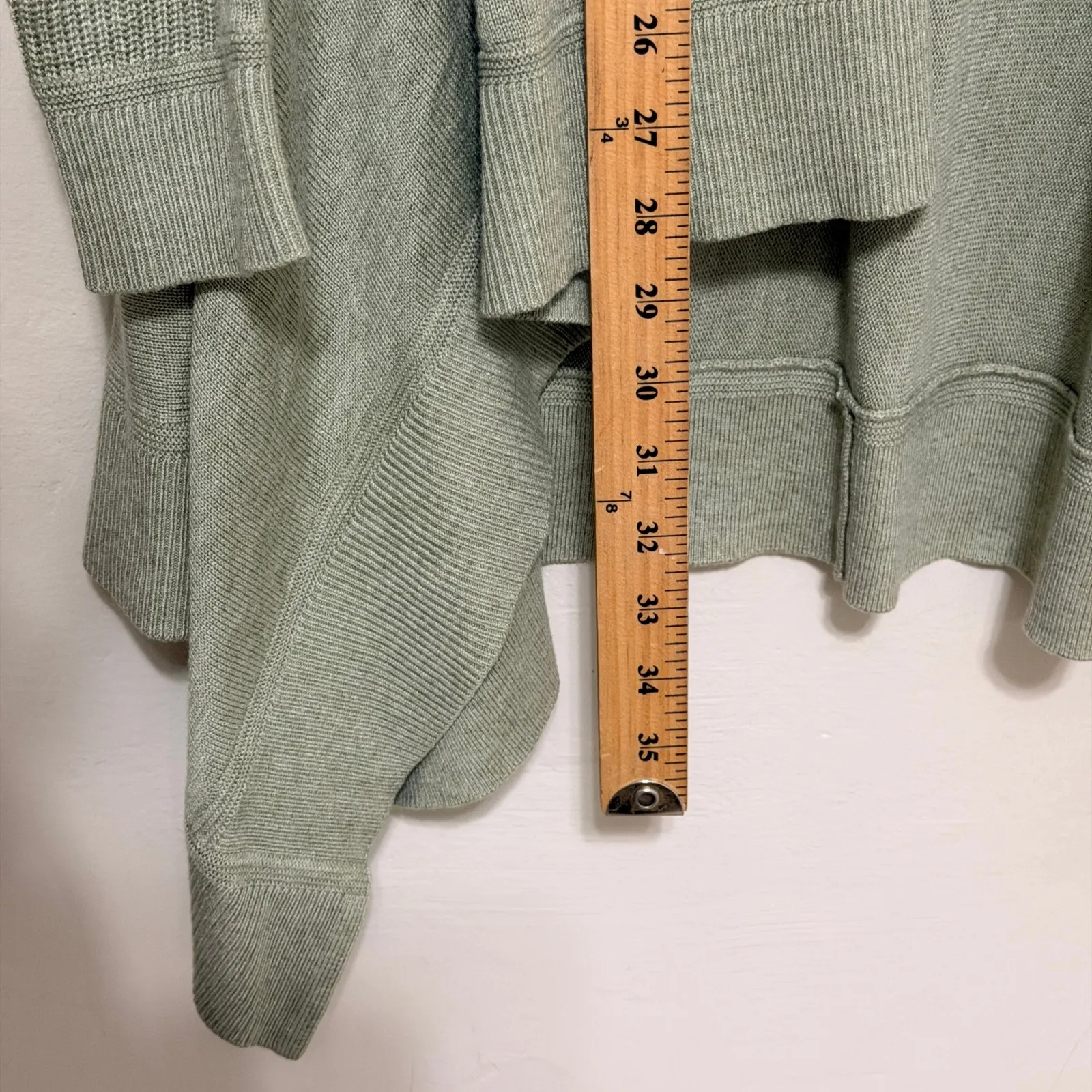 Lululemon Cashlu Knit Wrap Heathered Rosemary Green Duster Cashmere Women's L/XL - Image 15