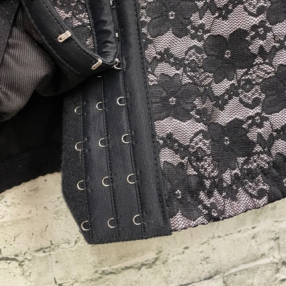 Black silver lace body shaper waist torso cinch sz S NEW - Image 5