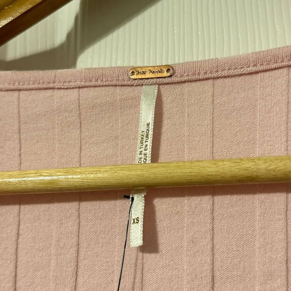 NEW Free People Central Park Cardigan Light Pink Top Size XS Ribbed Knit NWT - Image 5