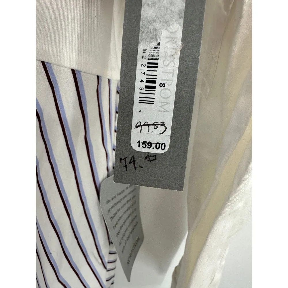 Chelsea 28 Off White Blue Red Striped Long Sleeves Dress Women's Size 8 NWT - Image 5