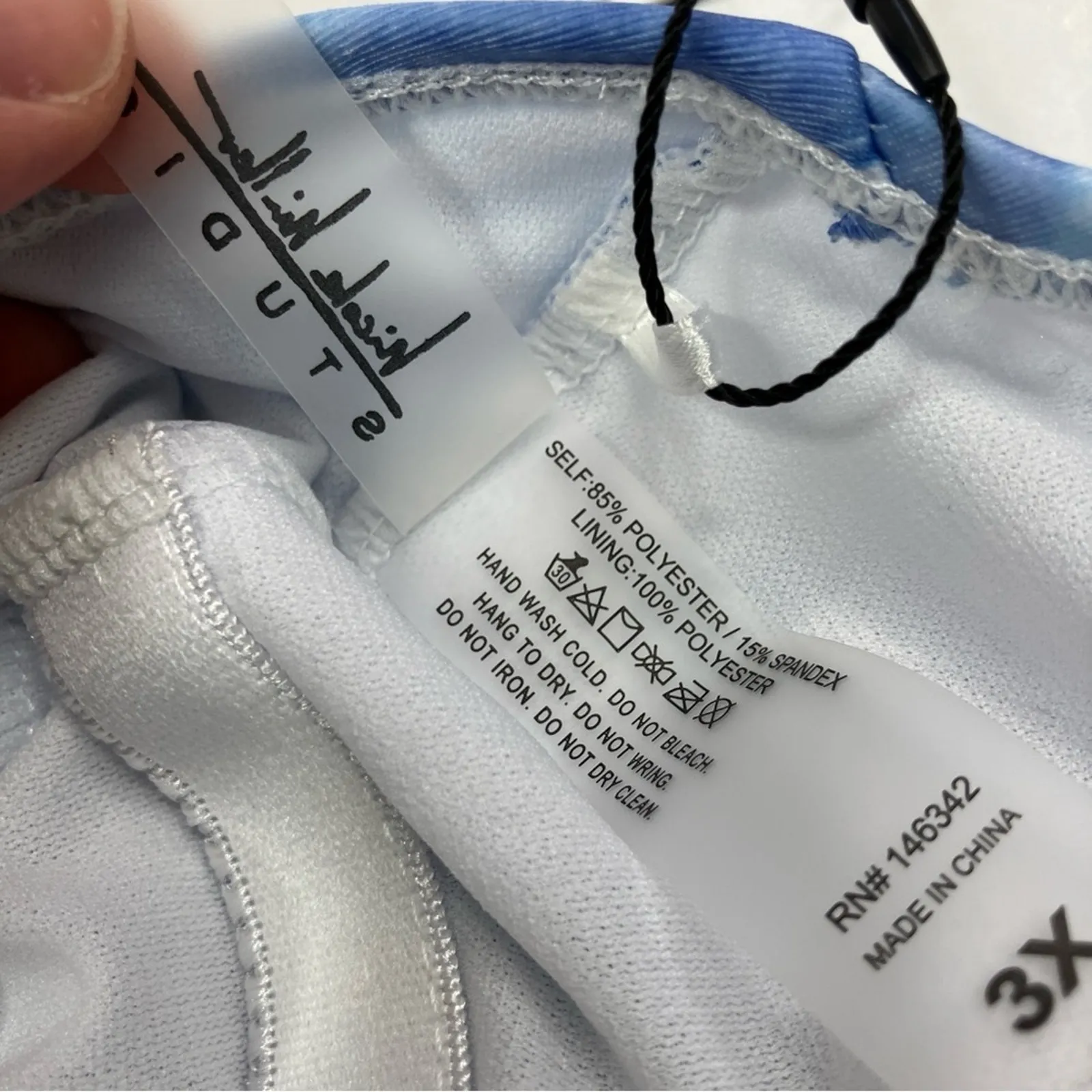 Nicole Miller Blue Tropic Swirl Print One Piece Racerback Swimsuit NWT Womens 3X - Image 3