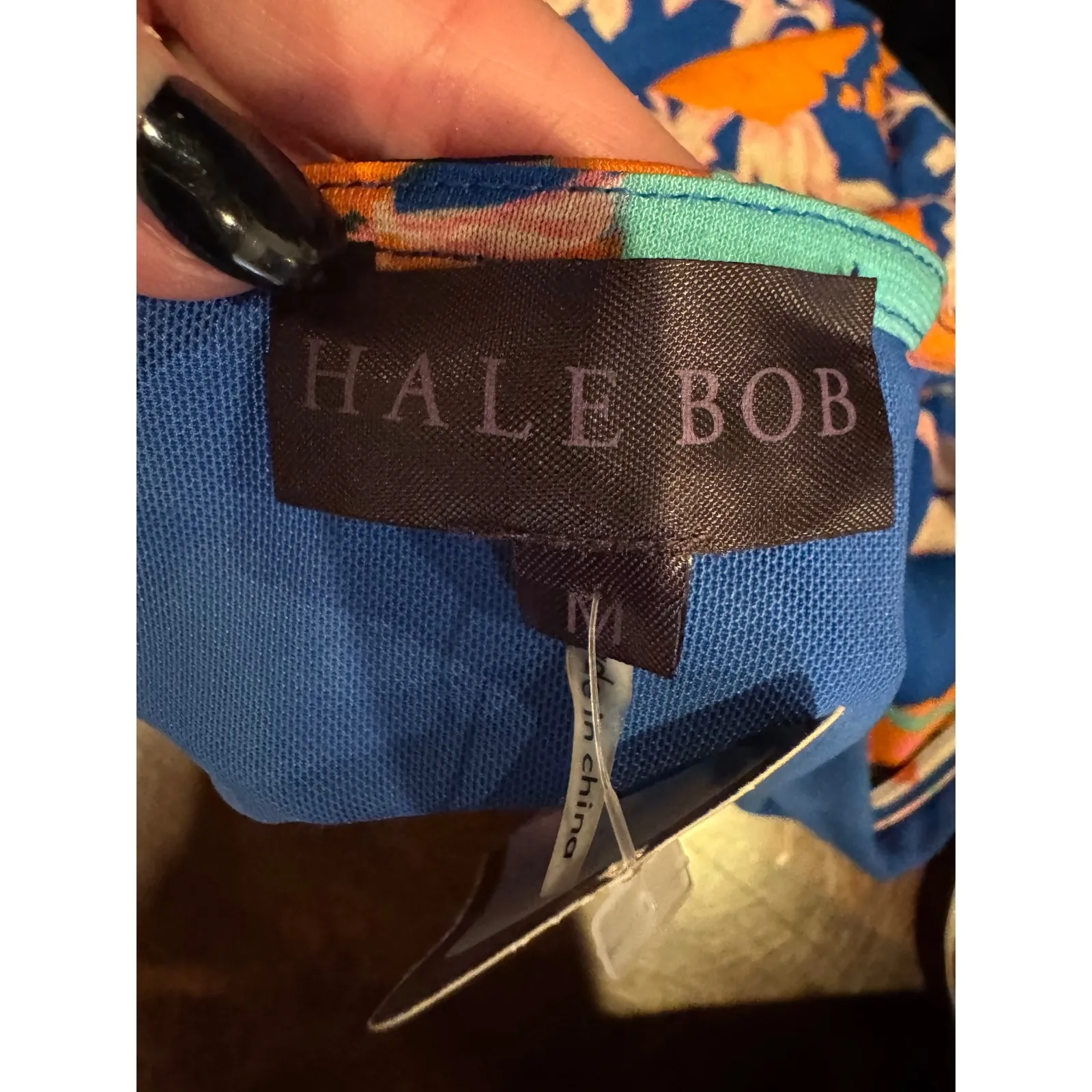 Hale Bob Dress Women Medium Blue Orange Floral V Neck Sleeveless Mini‎ NWT Boho - Image 8