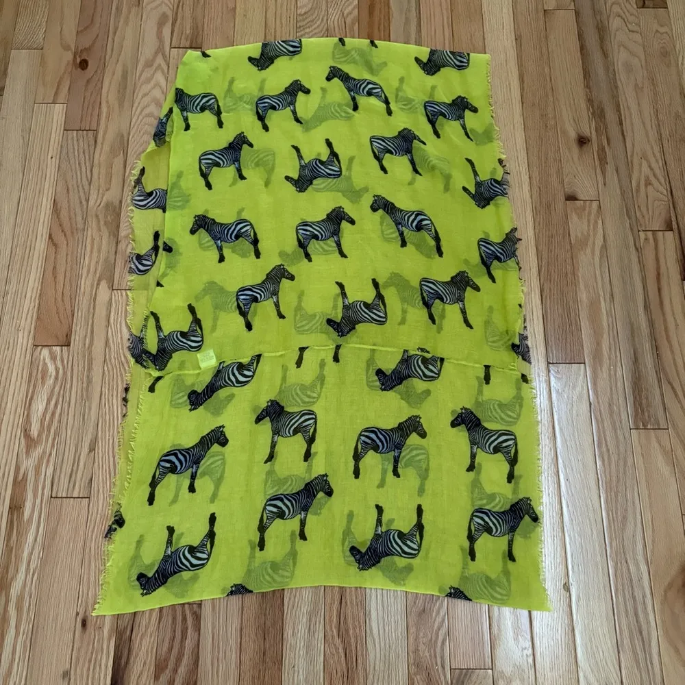 Vibrant Lime Green Zebra Print Scarf - Image 2