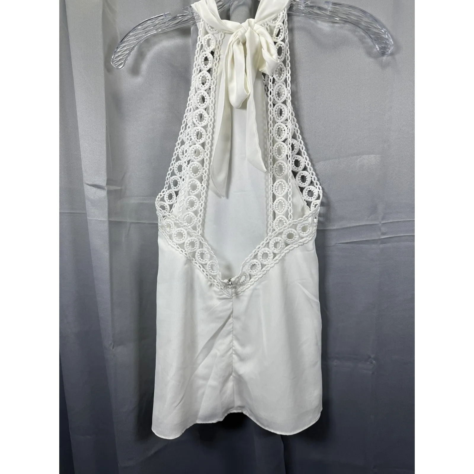 Lulus Halter Top Womens Medium White Lace High Neck Sleeveless Dressy Blouse‎ - Image 6
