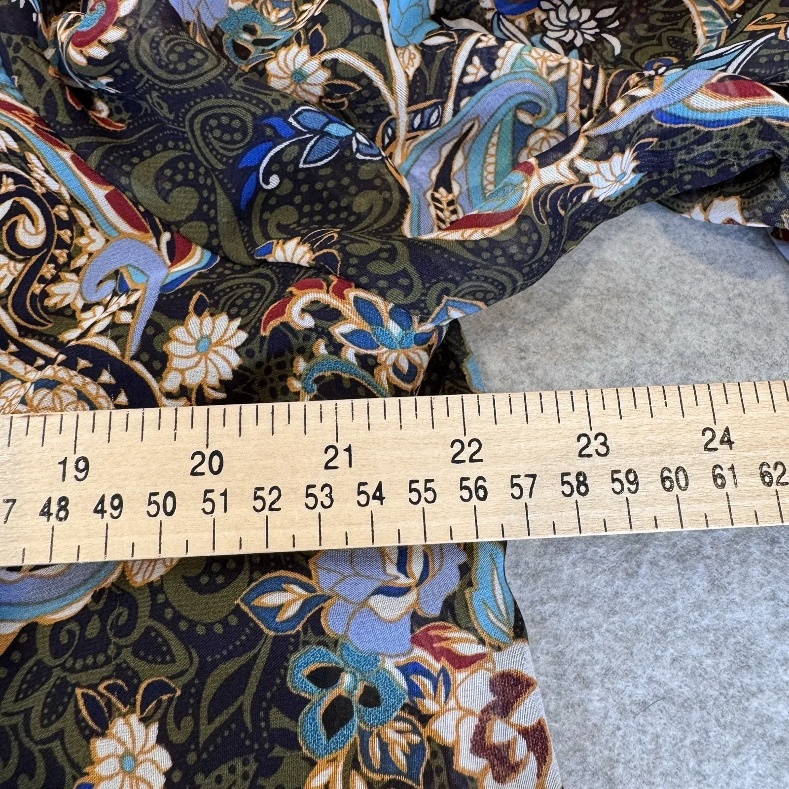 Fig and Flower Mock Neck Top Womens Large Brown Paisley Hippie Boho Forest Fairy - Image 14