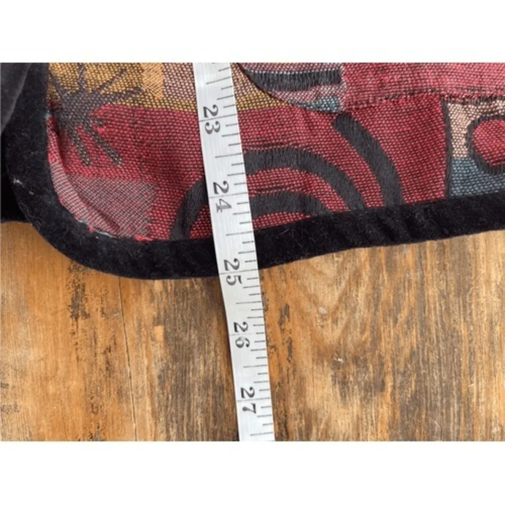 S3 90s VTG Parsley & Sage Tapestry Blazer Jacket Abstract Velvet Trim Artsy Brown Size L - Image 5