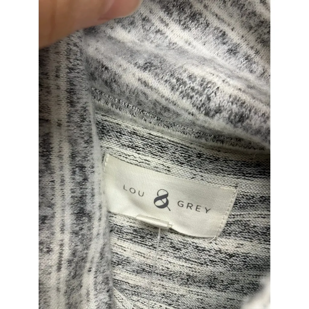 Lou & Grey Nordstrom Grey Stripe Ribbed Knit Turtleneck Sweater Top Size M New - Image 3