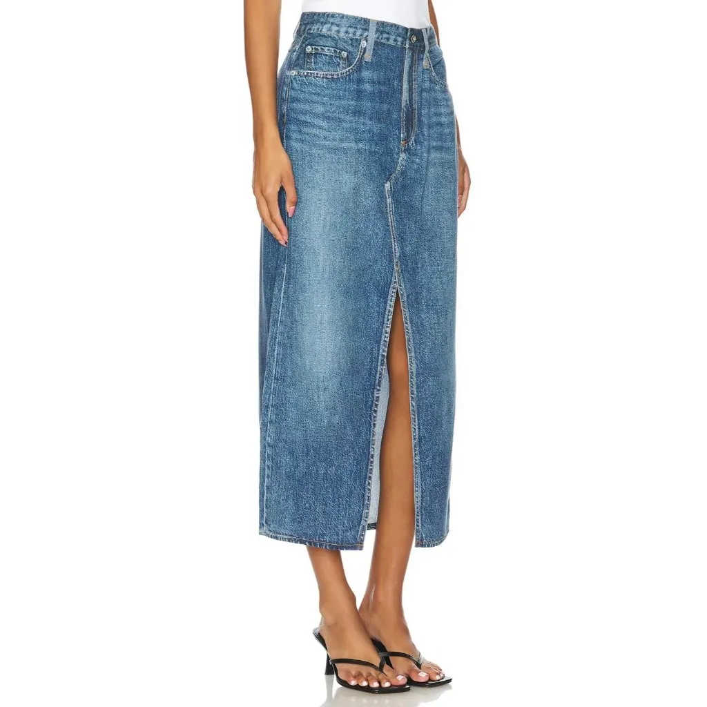 NWT rag & bone Clara Midi in Cameron Liquid Miramar Photo Printed Jean Skirt 31 - Image 2