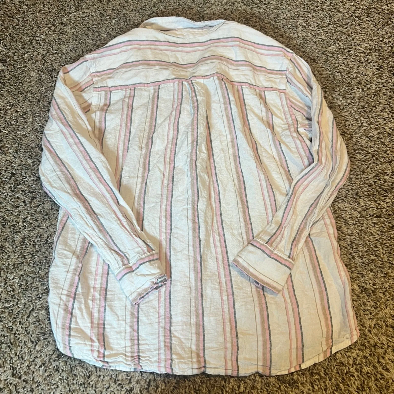 GAP Women's Striped Linen Blend Button Down Shirt Long Sleeve Casual Size S - Image 6