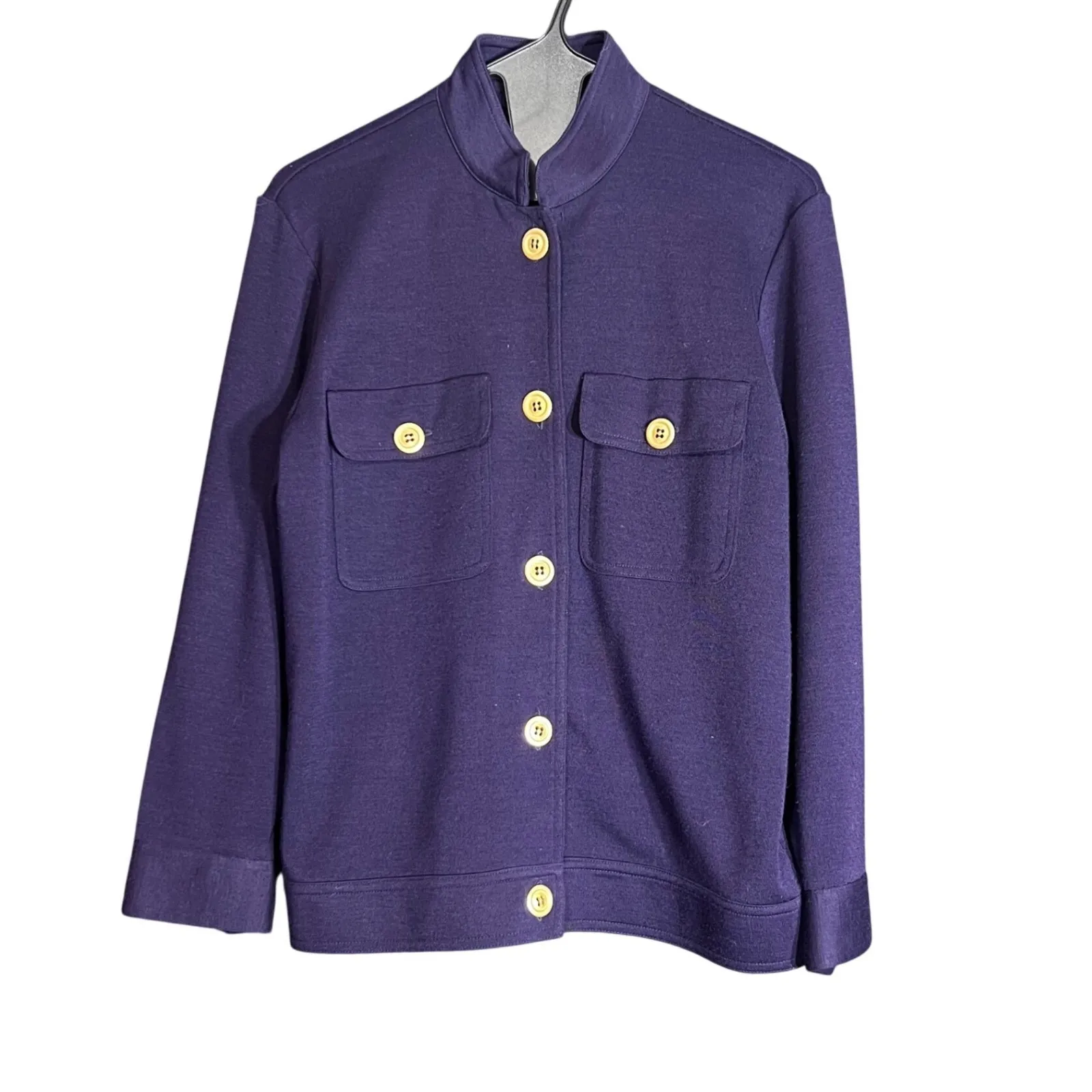 Liz Claiborne Knit Jacket Womens Small Purple Large Button Front Business Chic - Image 2