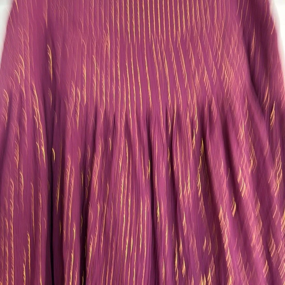 Soft Surroundings purple gold metallic bubble hem midi skirt xs - Image 4