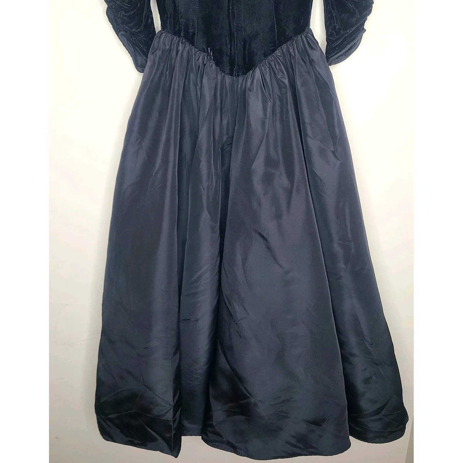 Vintage 80s‎ Gunne Sax Dress Black Jessica McClintock Velvet Taffeta USA Size 3 - Image 6