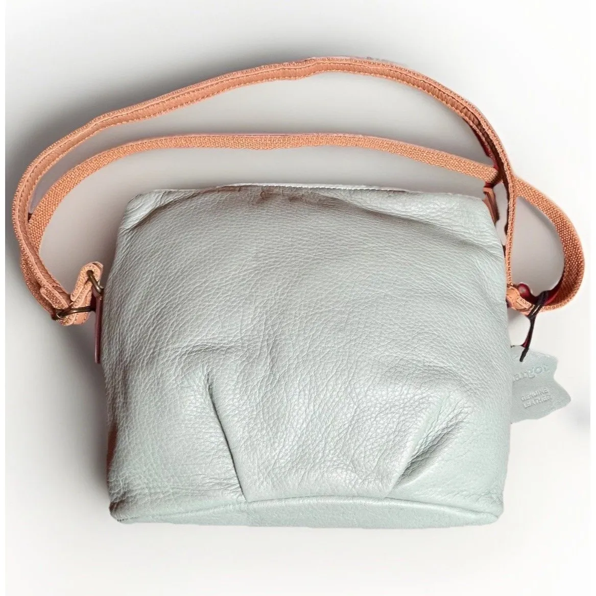 Margot New York Soft Pebbled Leather Small Crossbody Bag Seafoam Green Neutral - Image 2