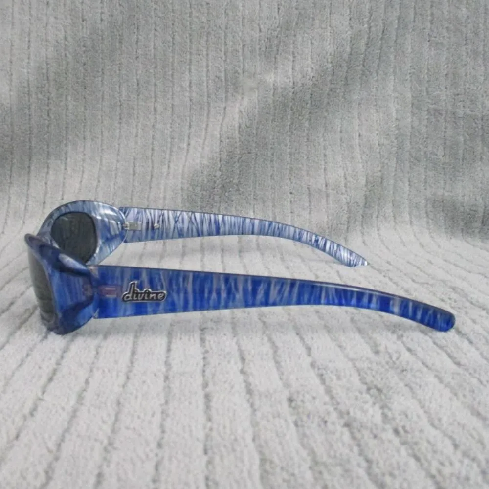New Divine Eyewear Kali Blue Silver Striped/Smoke Sunglasses Women's NWT - Image 3