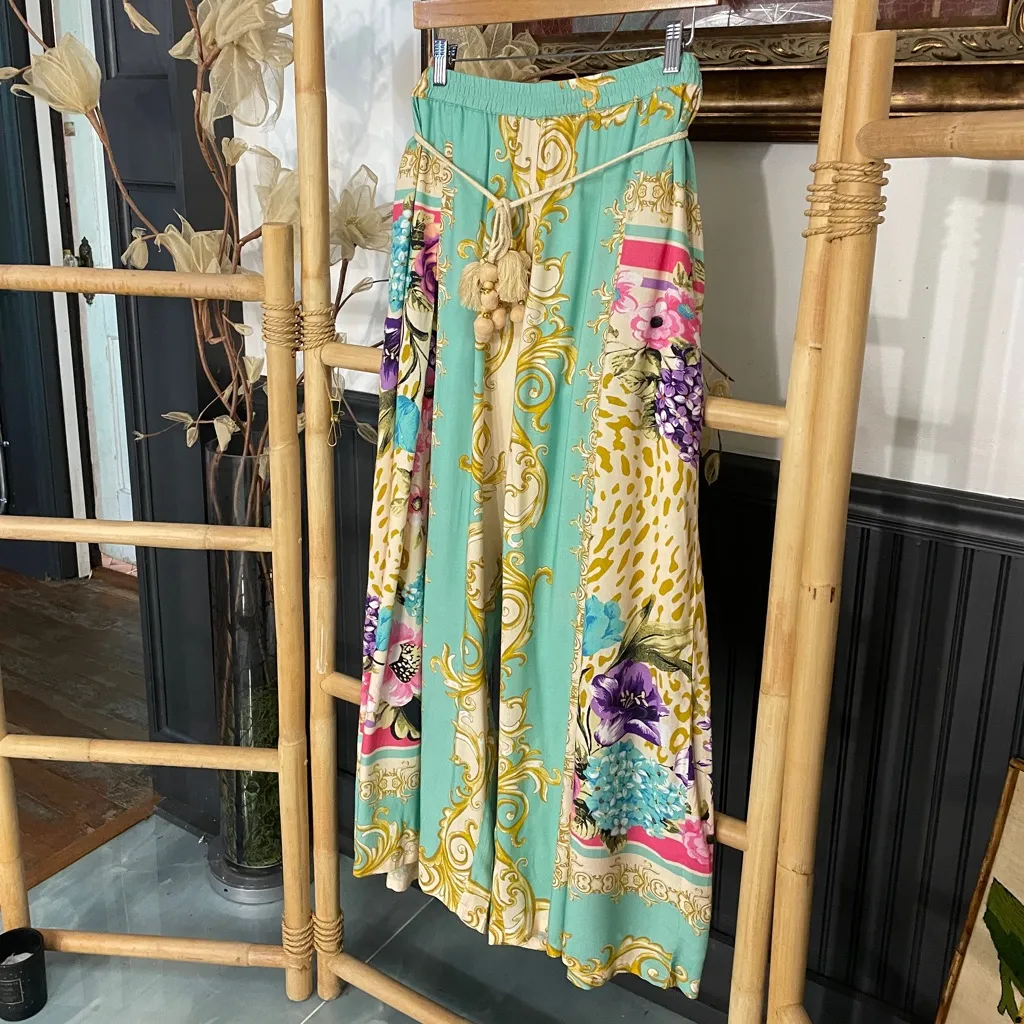 Aratta Artisan Leopard Summer Print Light Flowy Tassel Pull On Pants - Image 4