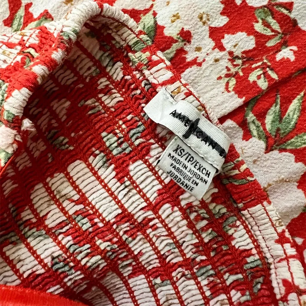 American Eagle Women's XS Red Floral Strapless Jumpsuit Casual Wide - Image 3