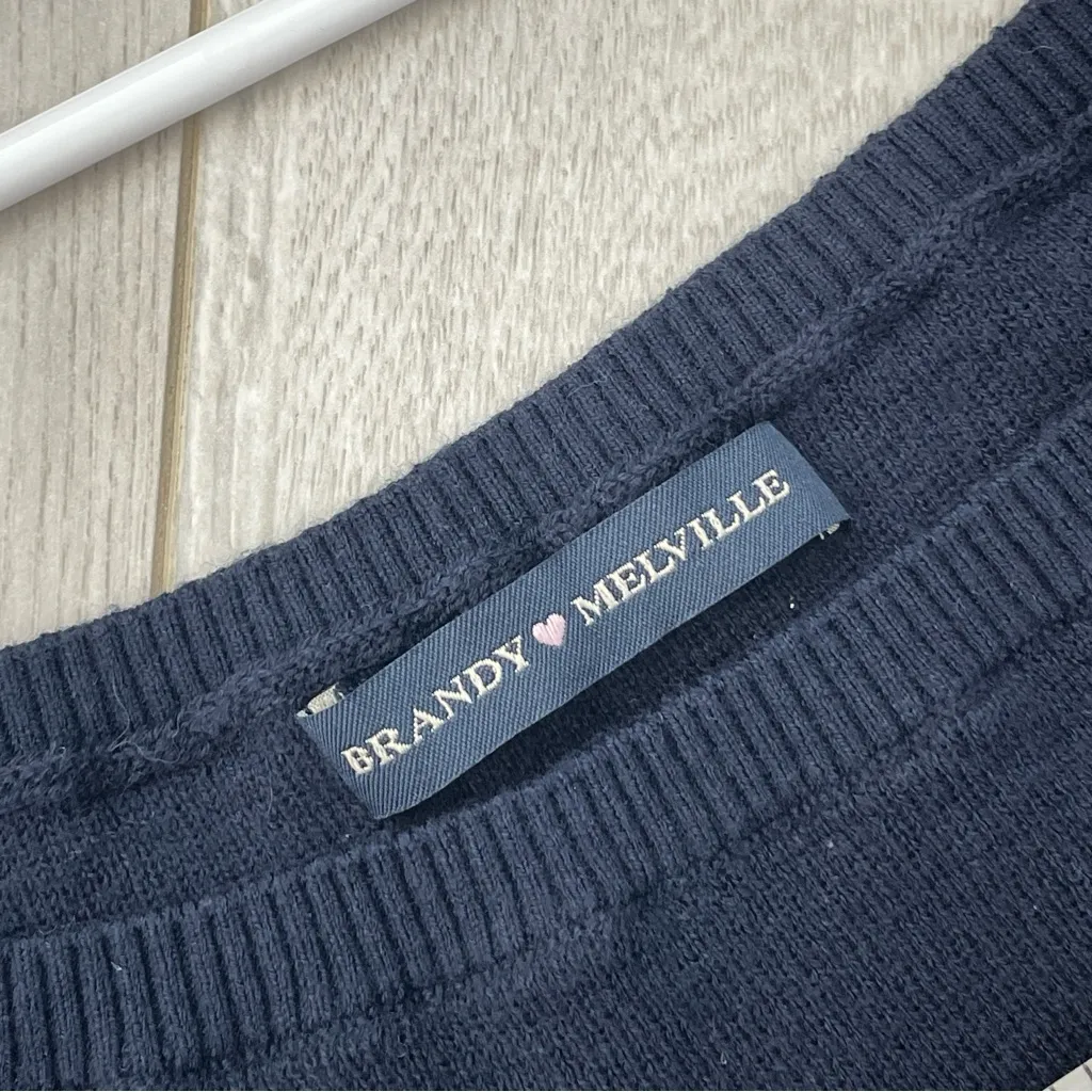 Brandy Melville Tank Top sandra knit ribbon womens Navy Blue (one size) coquette - Image 2