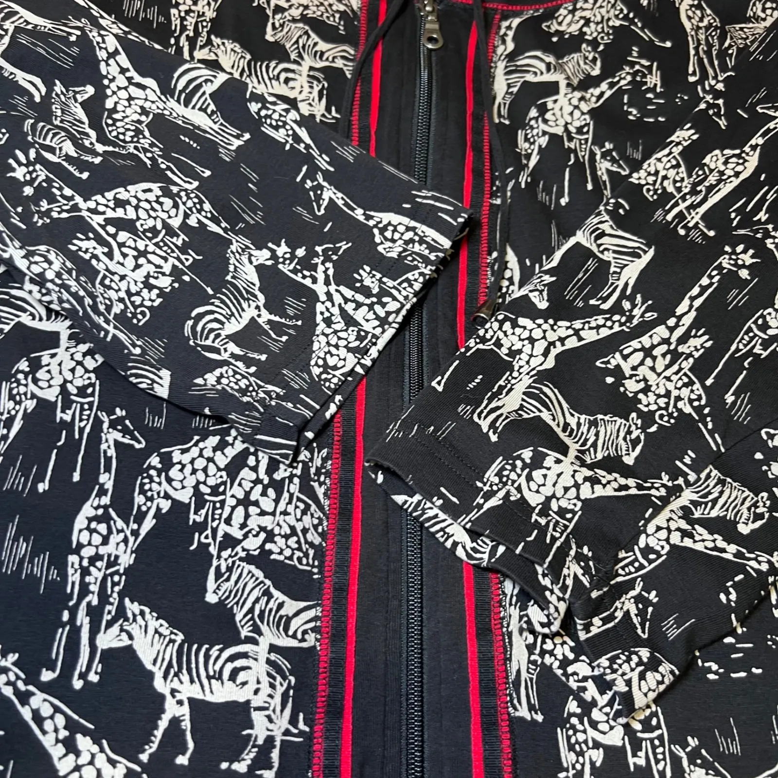 CJ Banks Animal Print Zip Front Jacket Womens 2X Black Giraffe Zebra Safari Arts - Image 8