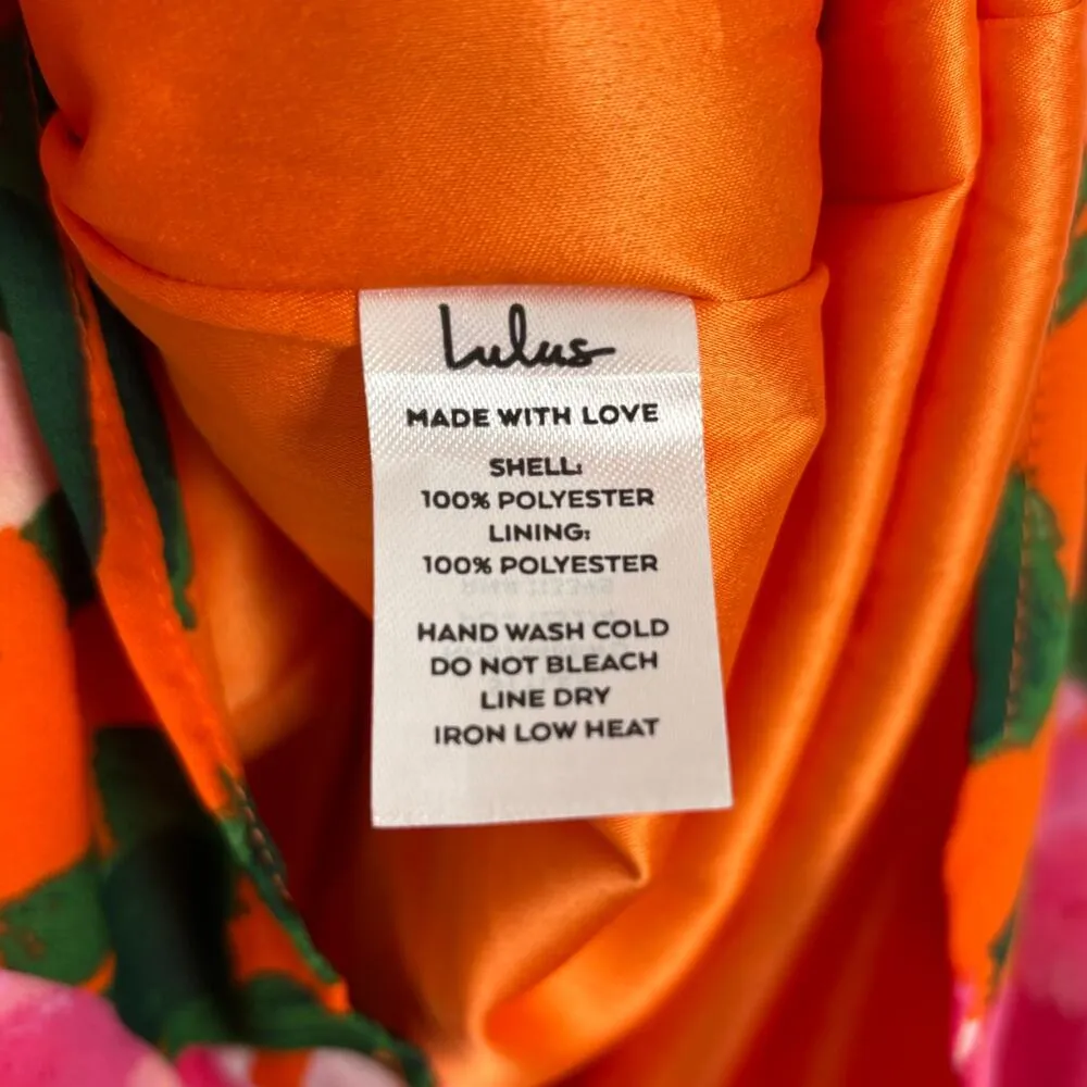 Lulus Sweetest Song Orange Floral Print Backless Long Sleeve Romper NWT Large - Image 6