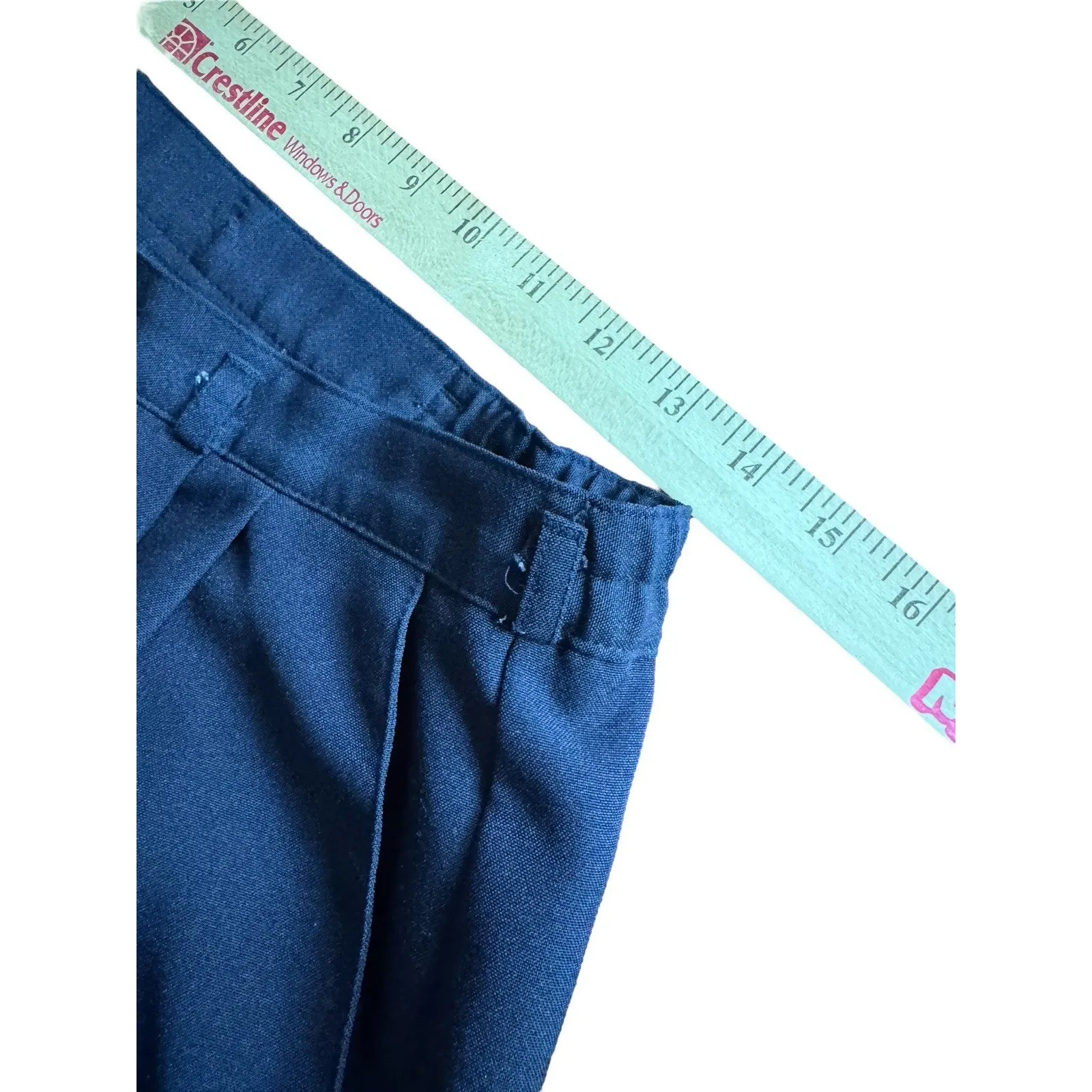 Jaclyn Smith Pleated Trouser Dress Pants Women's 12 Navy Blue Straight Leg Retro - Image 6